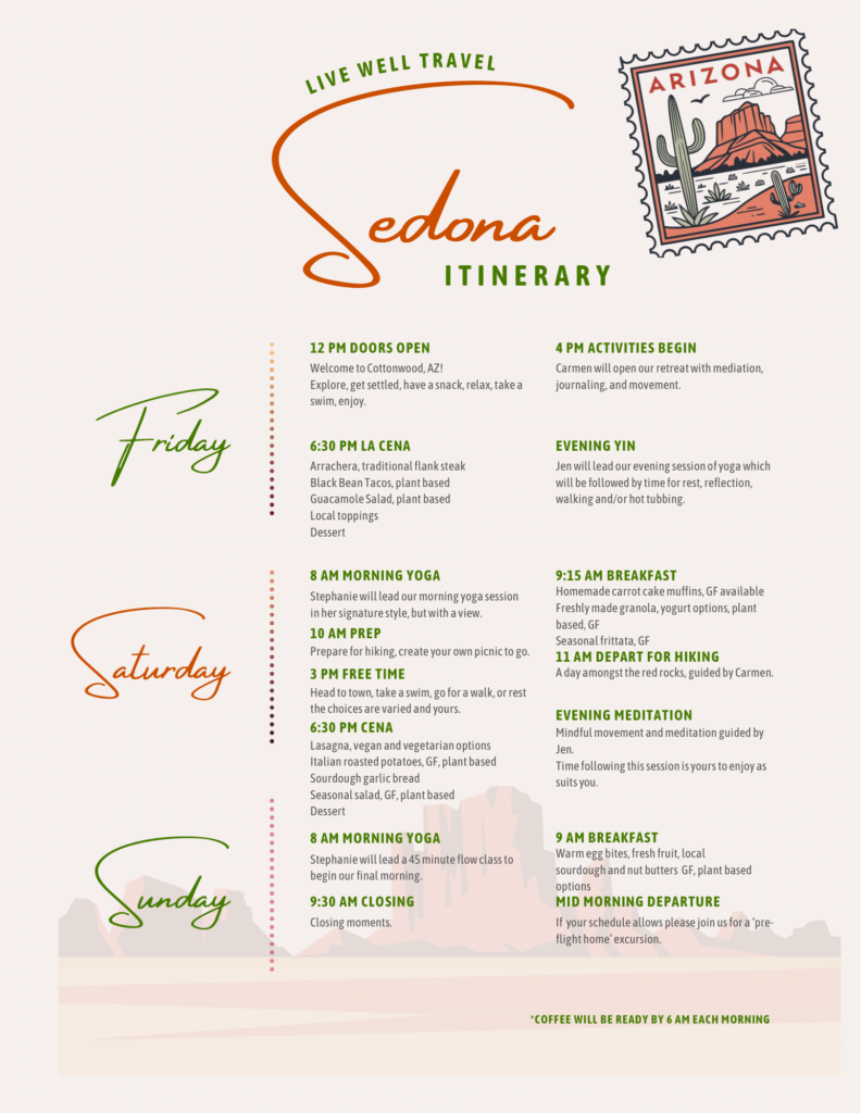 Arizona Wellness Yoga Retreat Itinerary